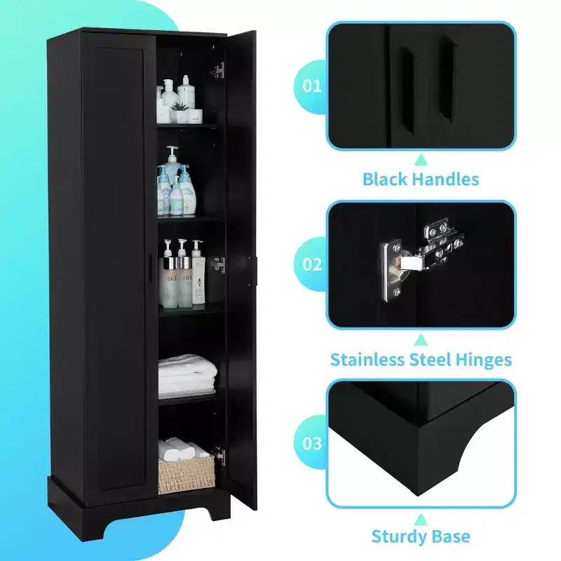 Mobile bagno a doppia anta con ripiano regolabile, armadietto verticale