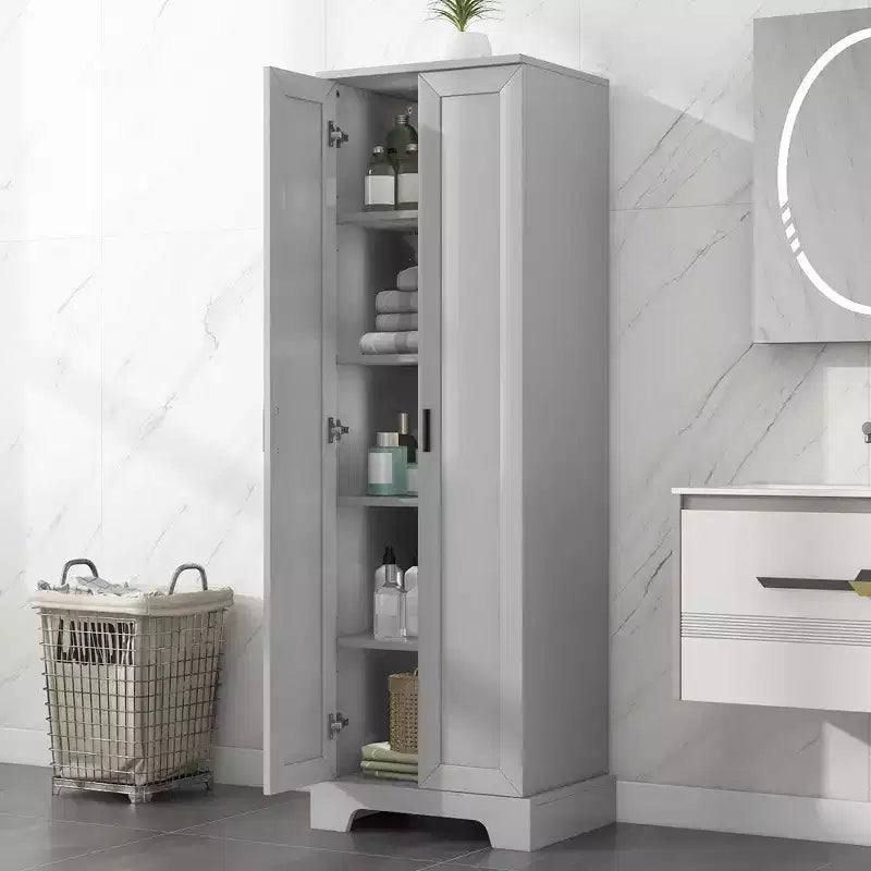Mobile bagno a doppia anta con ripiano regolabile, armadietto verticale