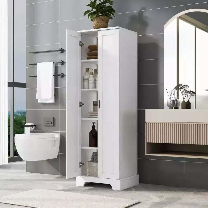 Mobile bagno a doppia anta con ripiano regolabile, armadietto verticale