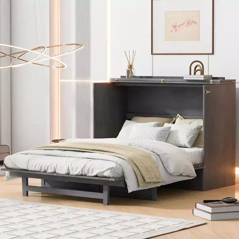 Letto a scomparsa matrimoniale/queen-size con ampi cassetti e porte USB