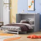 Letto a scomparsa matrimoniale/queen-size con ampi cassetti e porte USB