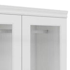 Armadio in legno bianco da 80 cm con 2 cassetti e 2 ante in vetro