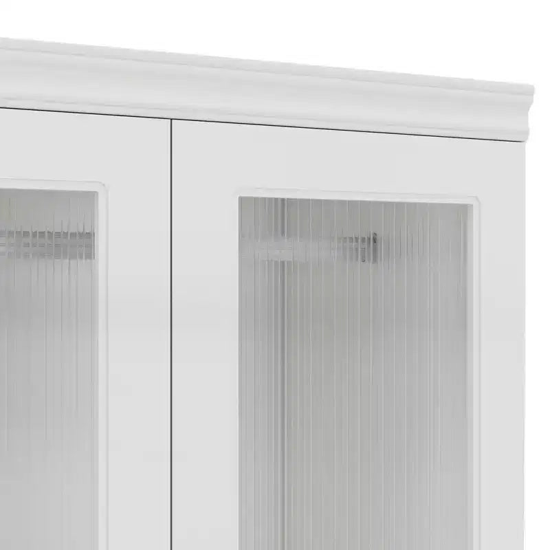 Armadio in legno bianco da 80 cm con 2 cassetti e 2 ante in vetro