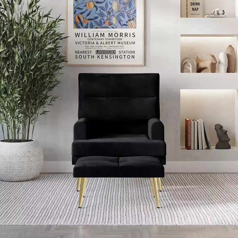 ChaletPosh Accent Chair with Ottoman in Velvet
