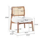 Sedia d'accento in 2 pezzi, Poltrona lounge moderna con schienale intrecciato, per soggiorno, camera da letto, Beige