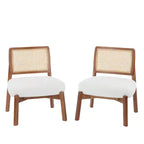 Sedia d'accento in 2 pezzi, Poltrona lounge moderna con schienale intrecciato, per soggiorno, camera da letto, Beige