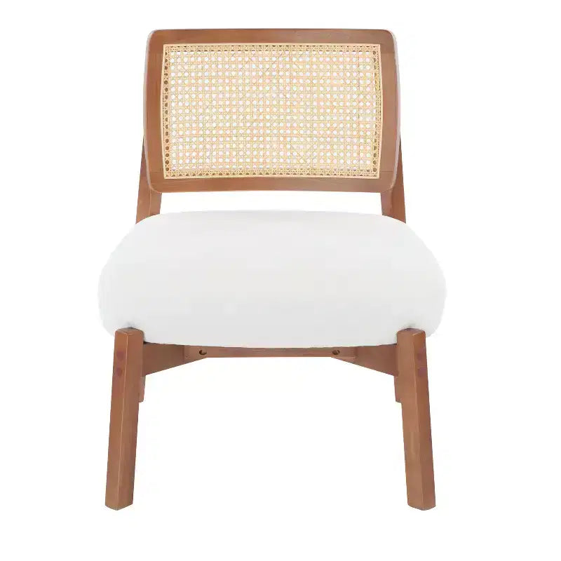Sedia d'accento in 2 pezzi, Poltrona lounge moderna con schienale intrecciato, per soggiorno, camera da letto, Beige