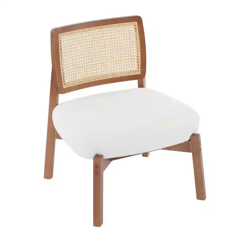 Sedia d'accento in 2 pezzi, Poltrona lounge moderna con schienale intrecciato, per soggiorno, camera da letto, Beige