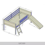 Letto a soppalco in legno per letto singolo