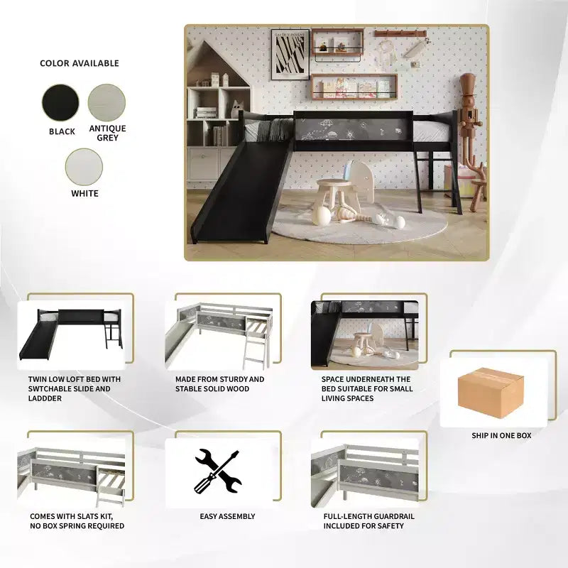 Letto a soppalco in legno per letto singolo