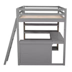 Letto a soppalco matrimoniale da 77,8"L x 75,3"W con scala, mensole e scrivania