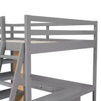 Letto a soppalco matrimoniale da 77,8"L x 75,3"W con scala, mensole e scrivania