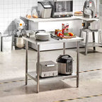 Tavolo da lavoro in acciaio inossidabile 24 x 36 x 36 pollici, tavolo da lavoro per la preparazione di alimenti commerciale resistente, tavolo da lavoro in metallo
