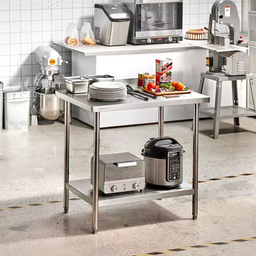 Tavolo da lavoro in acciaio inossidabile 24 x 36 x 36 pollici, tavolo da lavoro per la preparazione di alimenti commerciale resistente, tavolo da lavoro in metallo