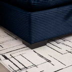 Divani a 4 posti con seduta profonda, divani moderni per soggiorno in velluto a coste beige, design confortevole con 4 cuscini lombari