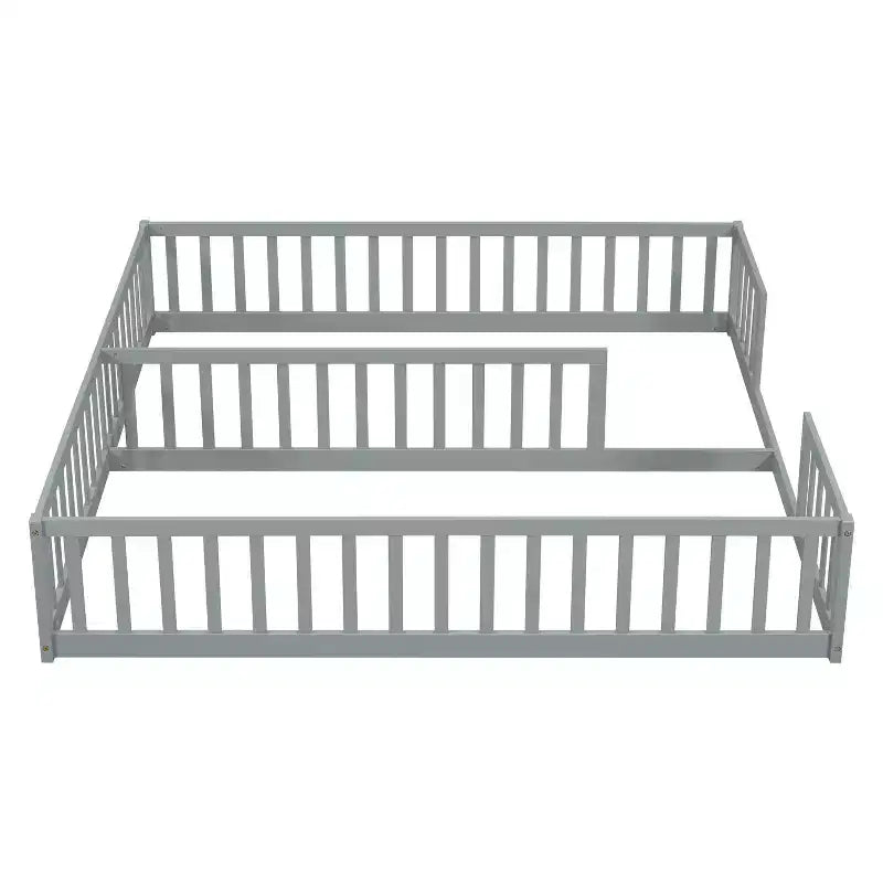 Letto a castello singolo con sponde protettive, pino e legno ingegnerizzato, naturale e grigio, sicuro, robusto, salvaspazio, facile montaggio per bambini