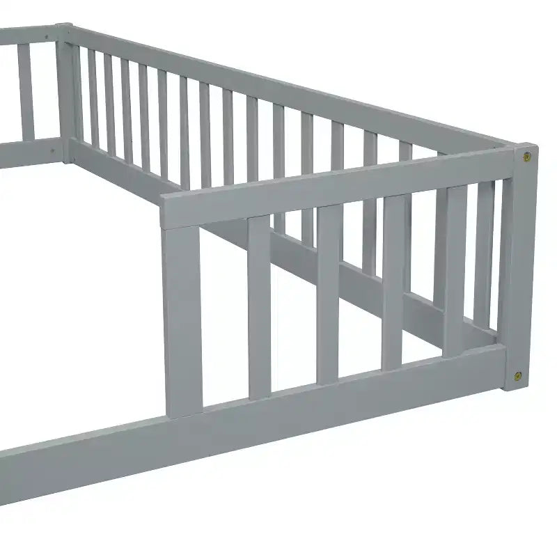 Letto a castello singolo con sponde protettive, pino e legno ingegnerizzato, naturale e grigio, sicuro, robusto, salvaspazio, facile montaggio per bambini
