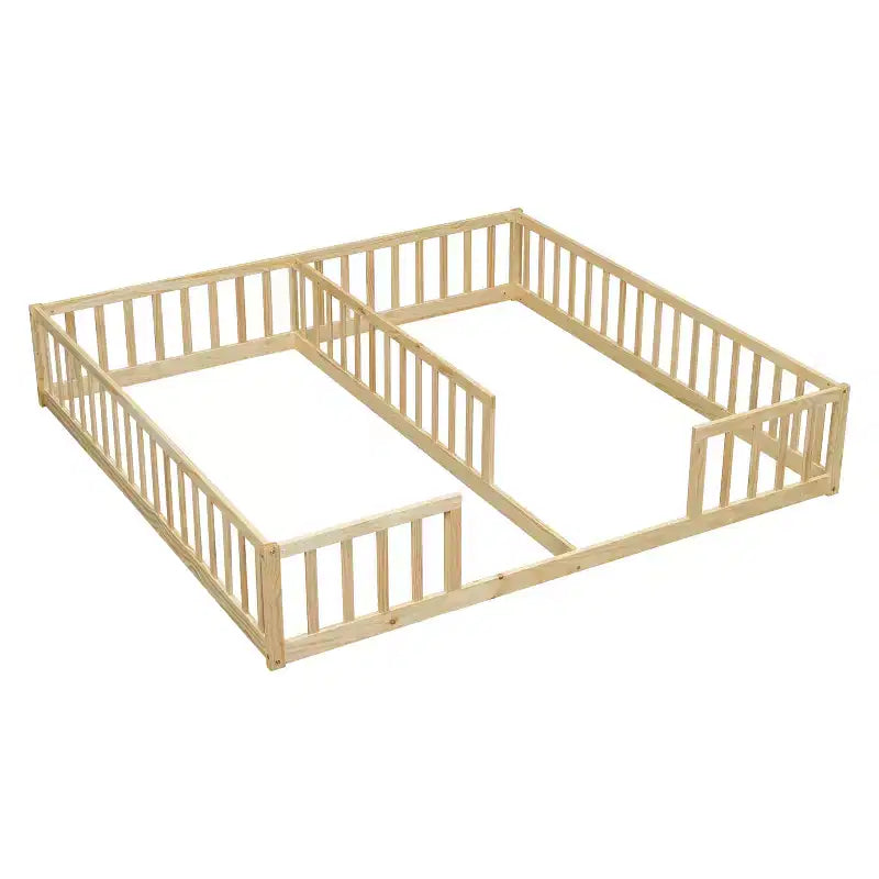 Letto a castello singolo con sponde protettive, pino e legno ingegnerizzato, naturale e grigio, sicuro, robusto, salvaspazio, facile montaggio per bambini