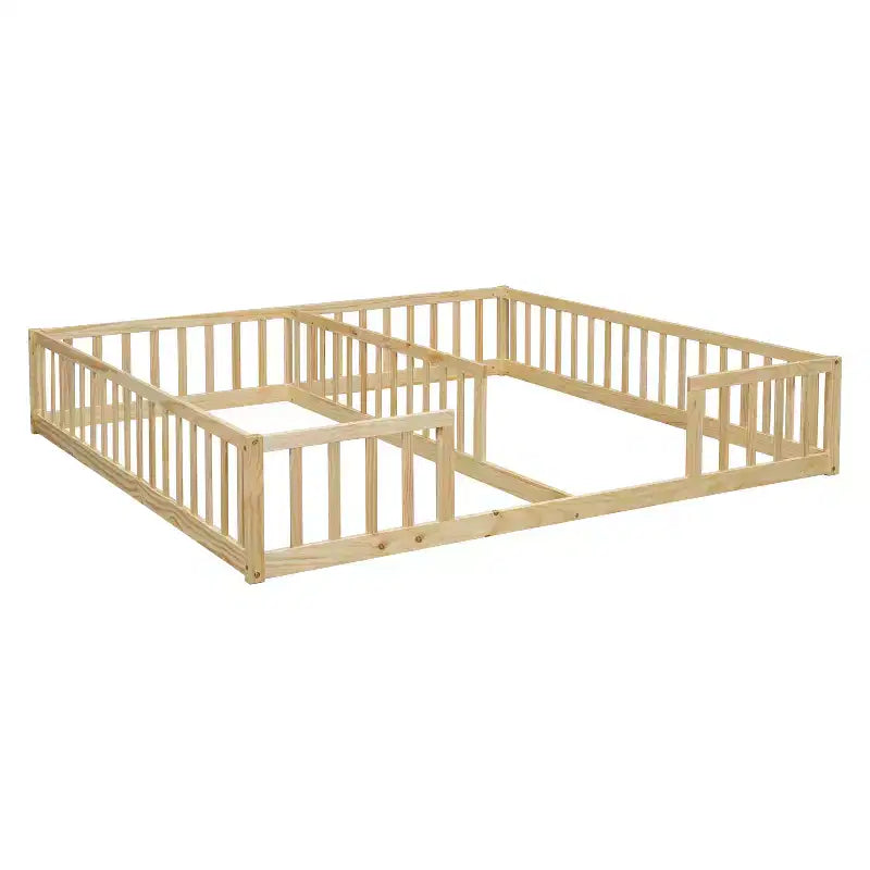Letto a castello singolo con sponde protettive, pino e legno ingegnerizzato, naturale e grigio, sicuro, robusto, salvaspazio, facile montaggio per bambini