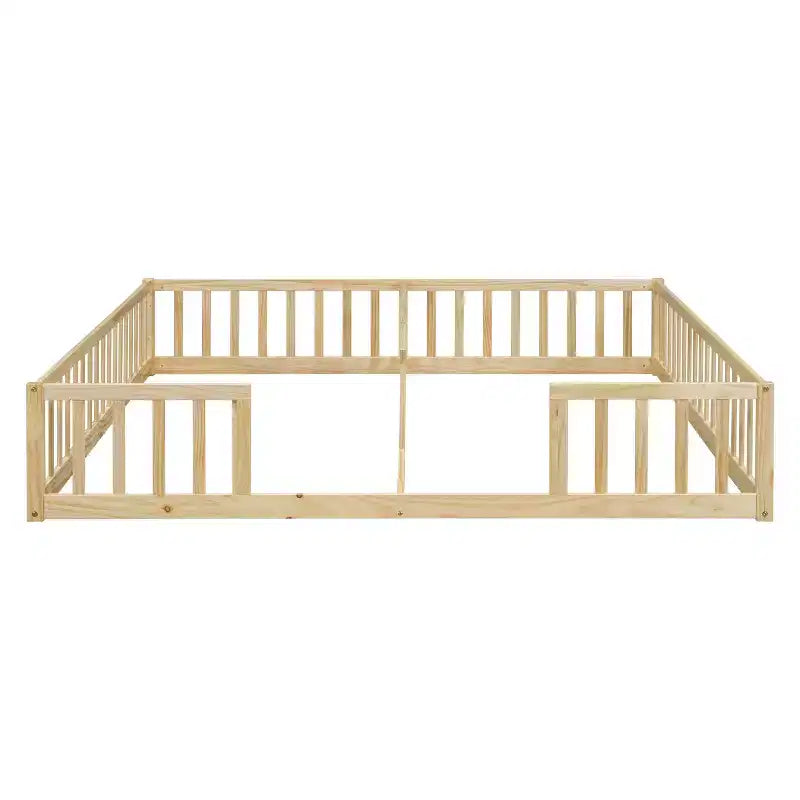 Letto a castello singolo con sponde protettive, pino e legno ingegnerizzato, naturale e grigio, sicuro, robusto, salvaspazio, facile montaggio per bambini