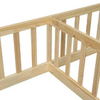 Letto a castello singolo con sponde protettive, pino e legno ingegnerizzato, naturale e grigio, sicuro, robusto, salvaspazio, facile montaggio per bambini