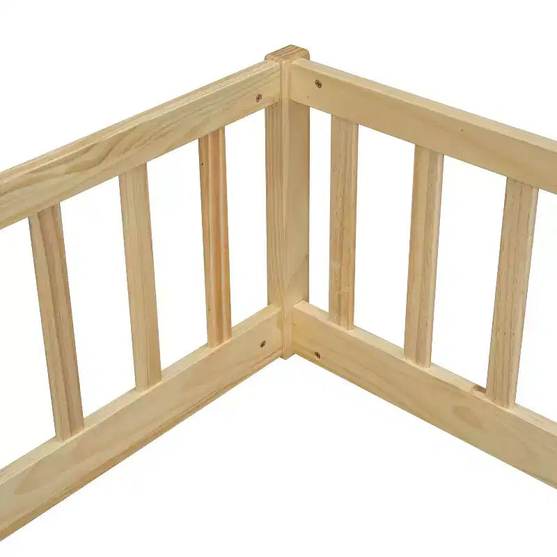 Letto a castello singolo con sponde protettive, pino e legno ingegnerizzato, naturale e grigio, sicuro, robusto, salvaspazio, facile montaggio per bambini