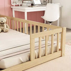Letto a castello singolo con sponde protettive, pino e legno ingegnerizzato, naturale e grigio, sicuro, robusto, salvaspazio, facile montaggio per bambini