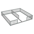 Letto a castello singolo con sponde protettive, pino e legno ingegnerizzato, naturale e grigio, sicuro, robusto, salvaspazio, facile montaggio per bambini