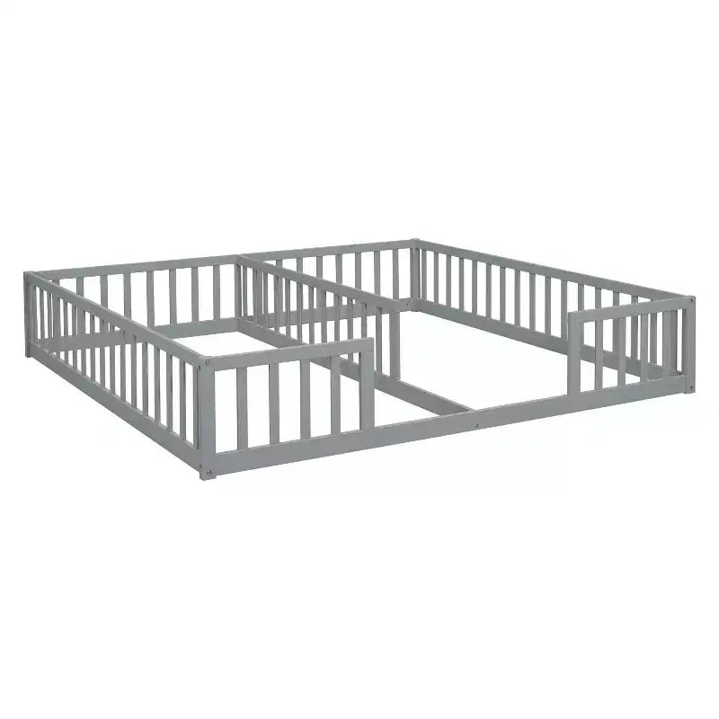 Letto a castello singolo con sponde protettive, pino e legno ingegnerizzato, naturale e grigio, sicuro, robusto, salvaspazio, facile montaggio per bambini