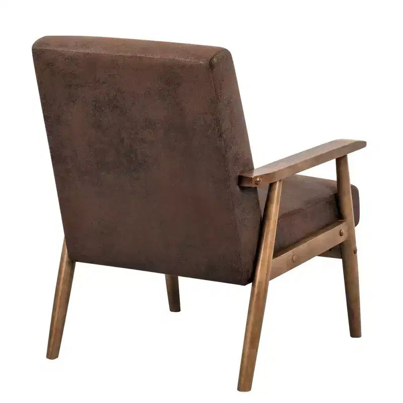 Poltrona moderna con braccioli, poltrona lounge con braccioli affusolati, telaio in legno massiccio, sedia rivestita in microfibra per soggiorno, ufficio