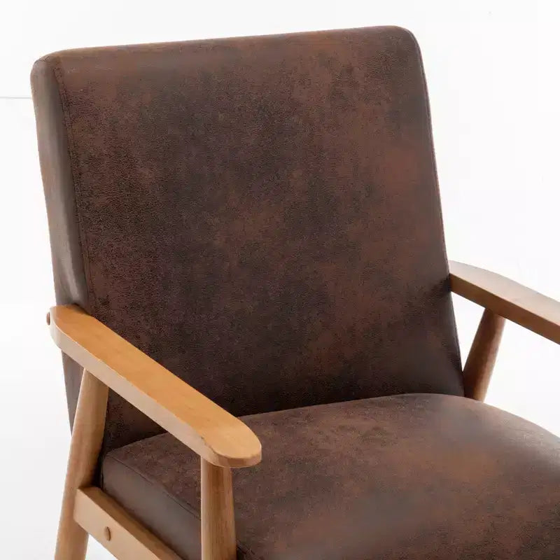 Poltrona moderna con braccioli, poltrona lounge con braccioli affusolati, telaio in legno massiccio, sedia rivestita in microfibra per soggiorno, ufficio