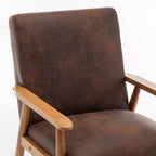 Poltrona moderna con braccioli, poltrona lounge con braccioli affusolati, telaio in legno massiccio, sedia rivestita in microfibra per soggiorno, ufficio