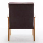 Poltrona moderna con braccioli, poltrona lounge con braccioli affusolati, telaio in legno massiccio, sedia rivestita in microfibra per soggiorno, ufficio