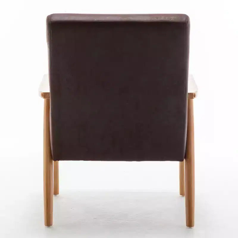Poltrona moderna con braccioli, poltrona lounge con braccioli affusolati, telaio in legno massiccio, sedia rivestita in microfibra per soggiorno, ufficio