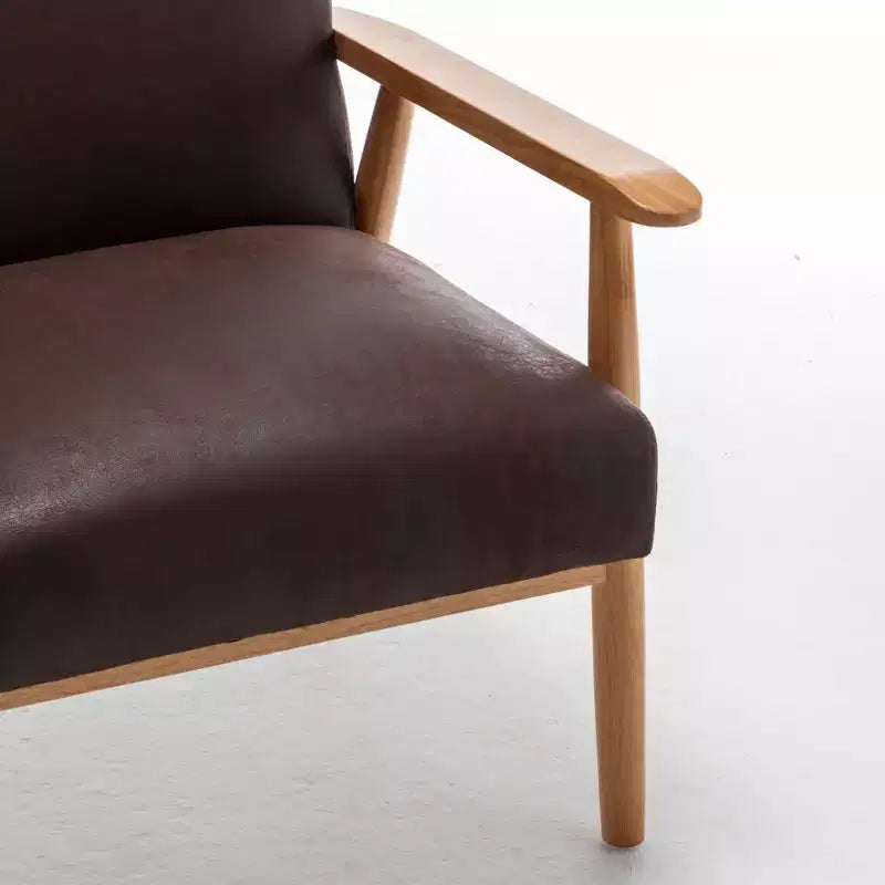 Poltrona moderna con braccioli, poltrona lounge con braccioli affusolati, telaio in legno massiccio, sedia rivestita in microfibra per soggiorno, ufficio