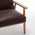Poltrona moderna con braccioli, poltrona lounge con braccioli affusolati, telaio in legno massiccio, sedia rivestita in microfibra per soggiorno, ufficio