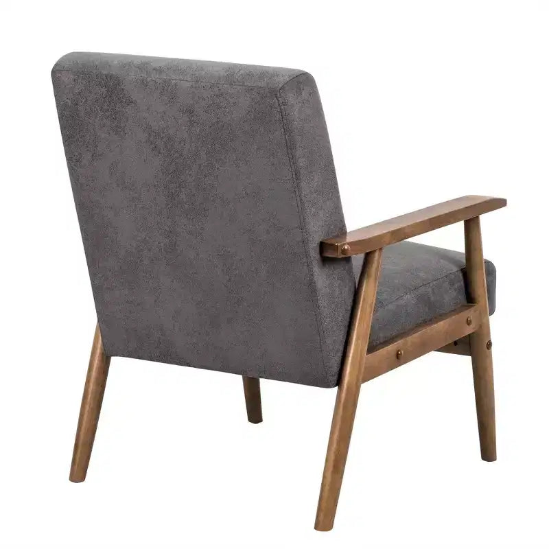 Poltrona moderna con braccioli, poltrona lounge con braccioli affusolati, telaio in legno massiccio, sedia rivestita in microfibra per soggiorno, ufficio