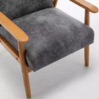 Poltrona moderna con braccioli, poltrona lounge con braccioli affusolati, telaio in legno massiccio, sedia rivestita in microfibra per soggiorno, ufficio