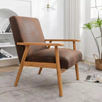 Poltrona moderna con braccioli, poltrona lounge con braccioli affusolati, telaio in legno massiccio, sedia rivestita in microfibra per soggiorno, ufficio