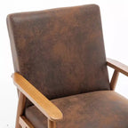 Poltrona moderna con braccioli, poltrona lounge con braccioli affusolati, telaio in legno massiccio, sedia rivestita in microfibra per soggiorno, ufficio