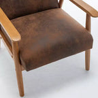 Poltrona moderna con braccioli, poltrona lounge con braccioli affusolati, telaio in legno massiccio, sedia rivestita in microfibra per soggiorno, ufficio