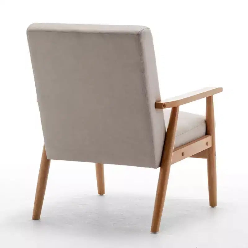 Poltrona moderna con braccioli, poltrona lounge con braccioli affusolati, telaio in legno massiccio, sedia rivestita in microfibra per soggiorno, ufficio