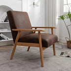 Poltrona moderna con braccioli, poltrona lounge con braccioli affusolati, telaio in legno massiccio, sedia rivestita in microfibra per soggiorno, ufficio