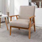 Poltrona moderna con braccioli, poltrona lounge con braccioli affusolati, telaio in legno massiccio, sedia rivestita in microfibra per soggiorno, ufficio