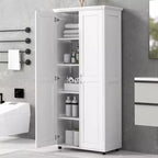 Armadietti alti per il bagno, mobiletto a pavimento indipendente con 2 ante, ripiani regolabili, 5 scomparti interni per dispensa o cucina