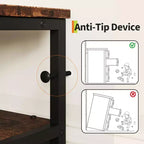 Comò porta TV in tessuto da 63 pollici per camera da letto - Cassettiera lunga a 12 cassetti per soggiorno - Cassettiera nera con ripiani aperti