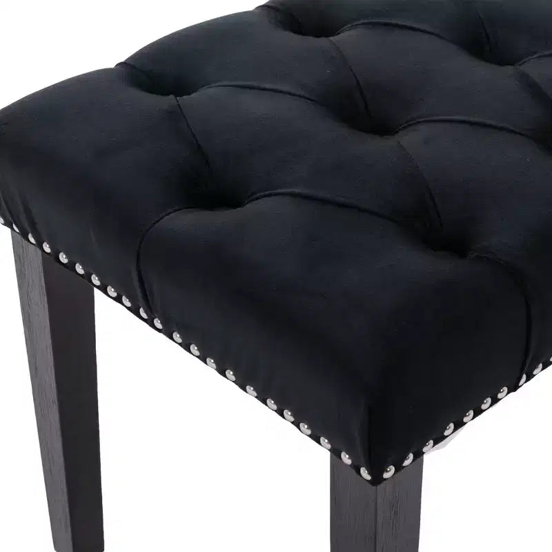 Panca moderna in velluto da 45,2" con ottomana, panca rettangolare imbottita con bottoni, gambe in legno, panca per scarpe per soggiorno, camera da letto