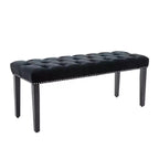 Panca moderna in velluto da 45,2" con ottomana, panca rettangolare imbottita con bottoni, gambe in legno, panca per scarpe per soggiorno, camera da letto