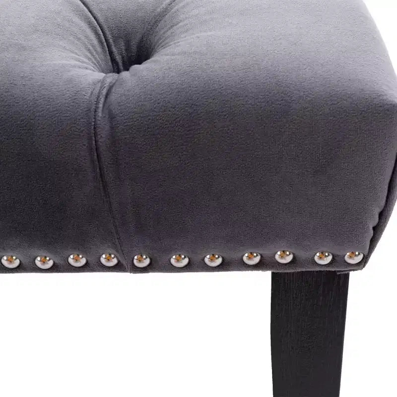 Panca moderna in velluto da 45,2" con ottomana, panca rettangolare imbottita con bottoni, gambe in legno, panca per scarpe per soggiorno, camera da letto