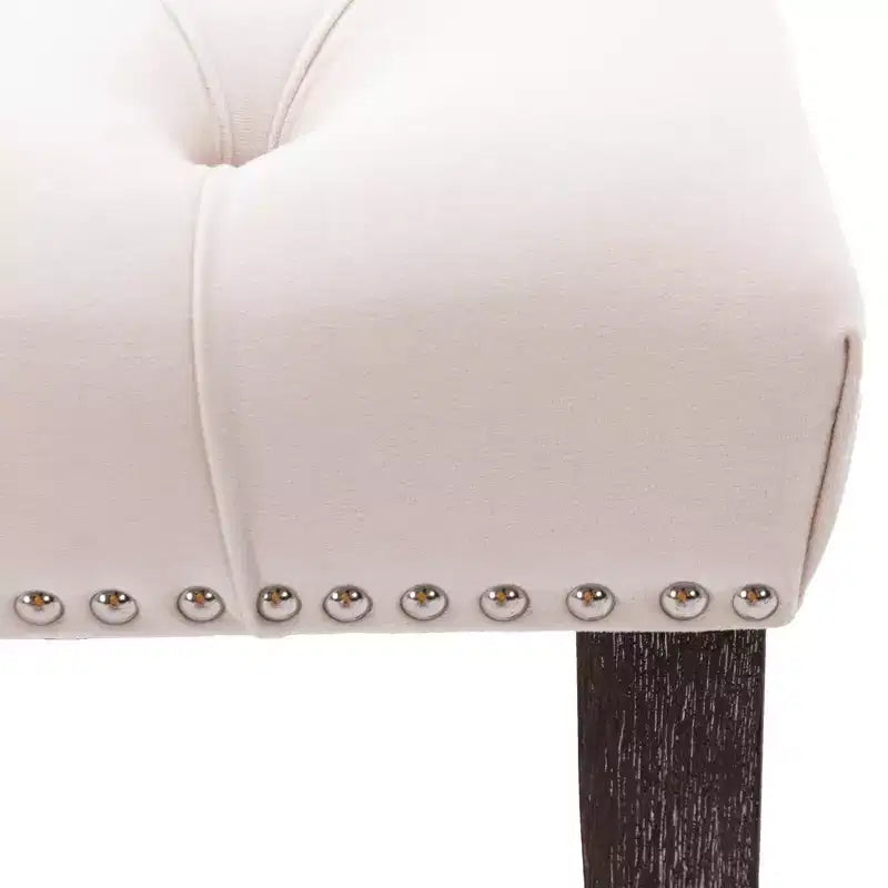Panca moderna in velluto da 45,2" con ottomana, panca rettangolare imbottita con bottoni, gambe in legno, panca per scarpe per soggiorno, camera da letto